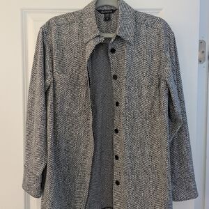 Athleta Black and White Patterned Shirt Jacket